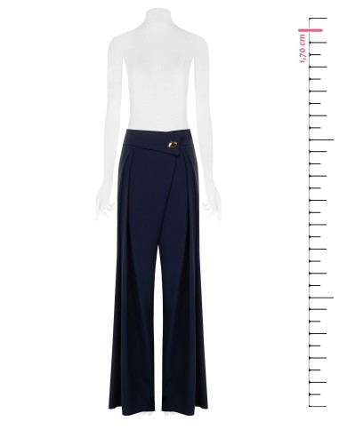 Pantalon palazzo en tissu cadi avec revers à la taille et détail bijou Rinascimento