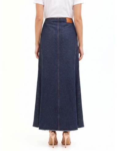 Jupe longue en denim délavage zéro avec fente frontale Rinascimento