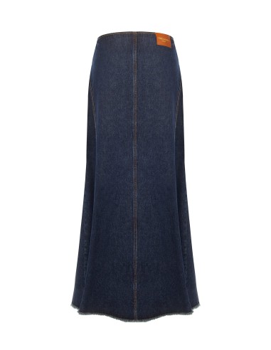 Jupe longue en denim délavage zéro avec fente frontale Rinascimento