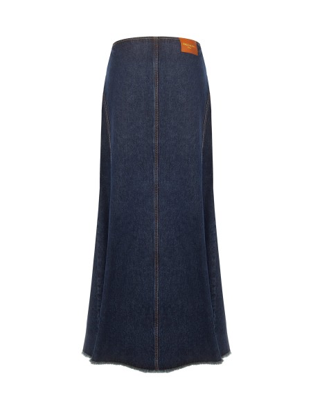 Jupe longue en denim délavage zéro avec fente frontale Rinascimento