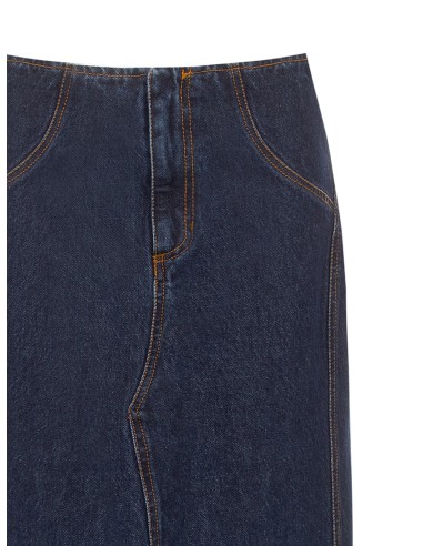 Lange denimrok in zero-wash denim met split aan de voorkant Rinascimento