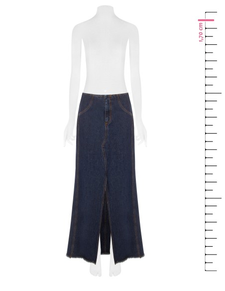 Lange denimrok in zero-wash denim met split aan de voorkant Rinascimento