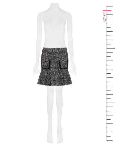Mini-jupe en tweed avec bas volanté et petites poches effilochées Rinascimento