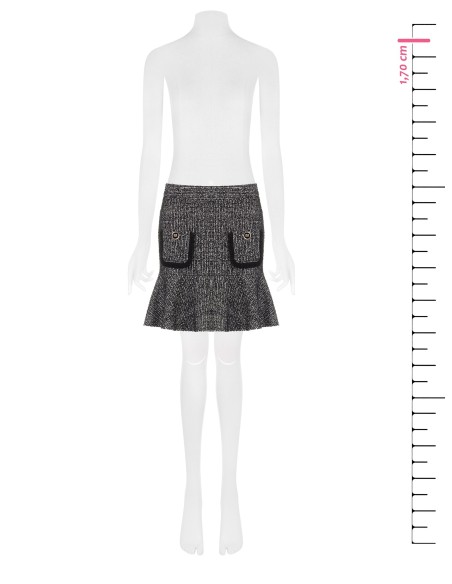 Mini-jupe en tweed avec bas volanté et petites poches effilochées Rinascimento
