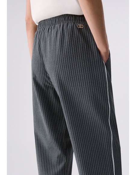 Pantalon rayé avec empiècement en dentelle Liu Jo