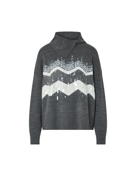 Pull Jacquard en Mélange de Laine Liu Jo