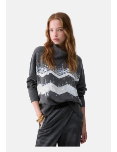 Pull Jacquard en Mélange de Laine Liu Jo