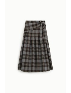 Jupe longue taille haute à motif écossais avec ceinture nouée Dixie 2