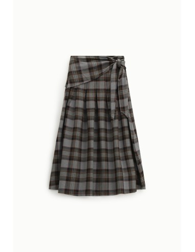 Lange rok met hoge taille, Schots motief en geknoopte riem Dixie