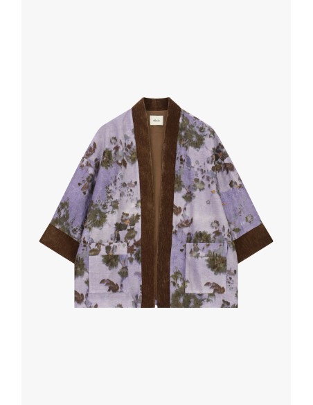 Manteau court à motif floral avec bordures contrastantes Dixie