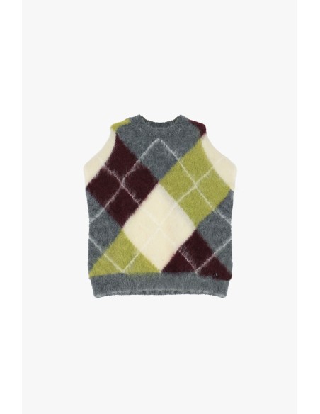 Pull sans manches à motif losanges avec col rond Dixie