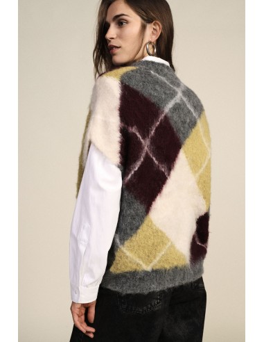 Pull sans manches à motif losanges avec col rond Dixie