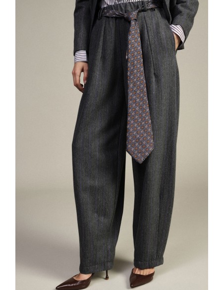 Pantalon palazzo rayé avec ceinture imprimée Dixie