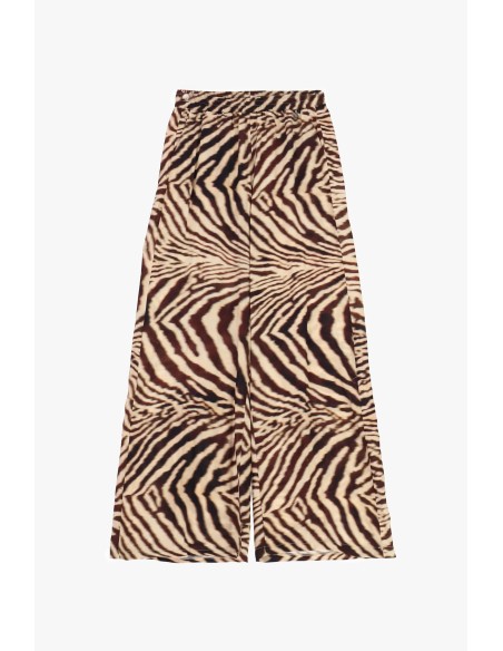 Pantalon palazzo fantaisie imprimé animalier à taille élastiquée Dixie