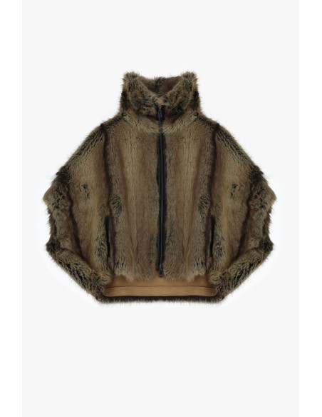 Veste en fausse fourrure zippée à col montant Dixie