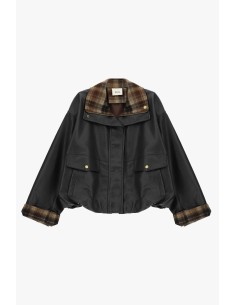 Veste en similicuir avec col et poignets à carreaux Dixie 2