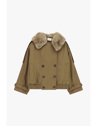 Korte double-breasted parka met bontkraag Dixie