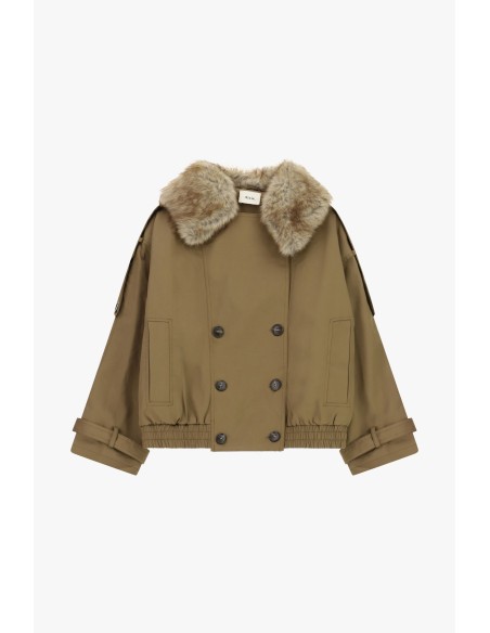 Parka courte croisée à col en fourrure Dixie