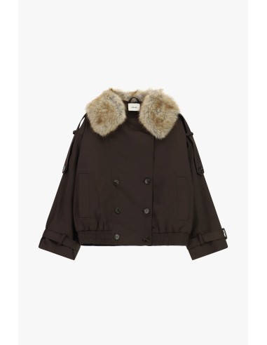 Parka courte croisée à col en fourrure Dixie
