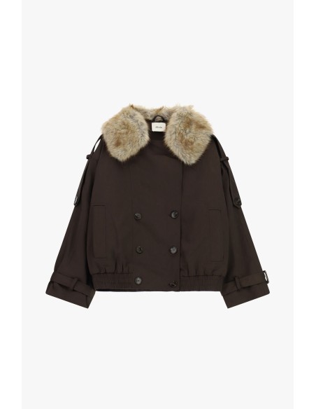 Parka courte croisée à col en fourrure Dixie