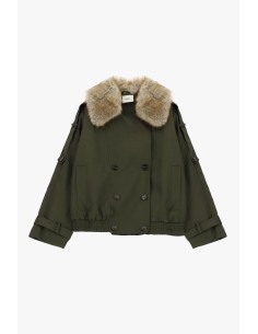 Parka courte croisée à col en fourrure Dixie