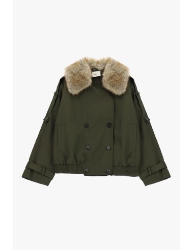 Korte double-breasted parka met bontkraag Dixie