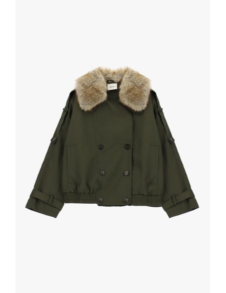 Parka courte croisée à col en fourrure Dixie