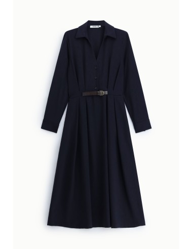 Robe longue avec ceinture et col classique, s’il vous plaît