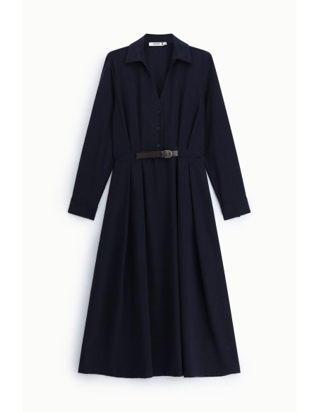 Robe longue avec ceinture et col classique, s’il vous plaît