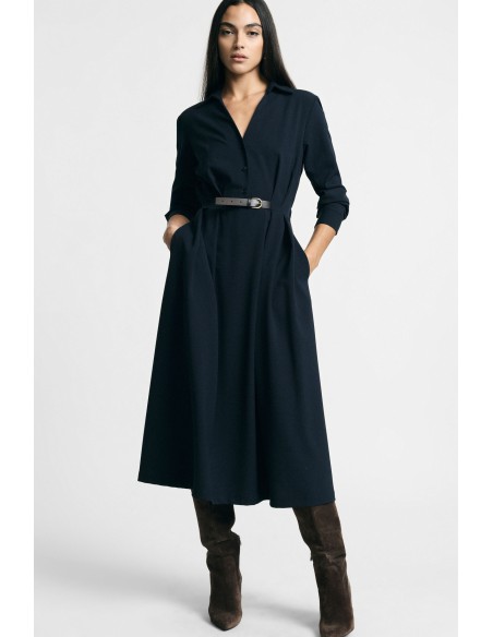 Robe longue avec ceinture et col classique, s’il vous plaît