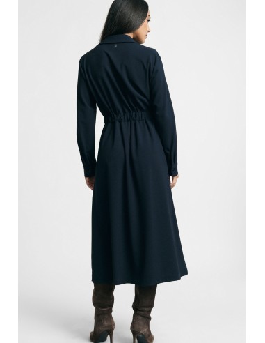 Lange jurk met riem en klassieke kraag alstublieft