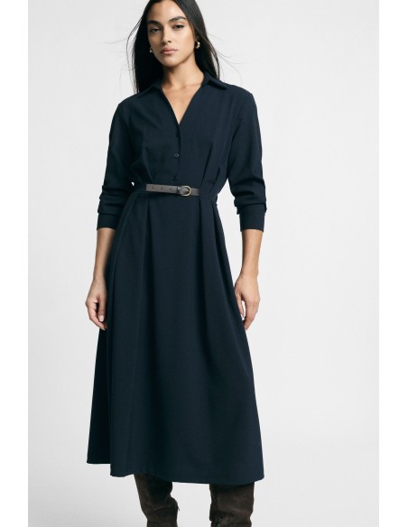 Robe longue avec ceinture et col classique, s’il vous plaît