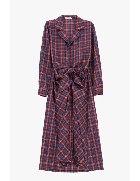 Robe longue à carreaux avec ceinture nouée, s'il vous plaît