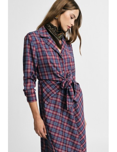 Robe longue à carreaux avec ceinture nouée, s'il vous plaît