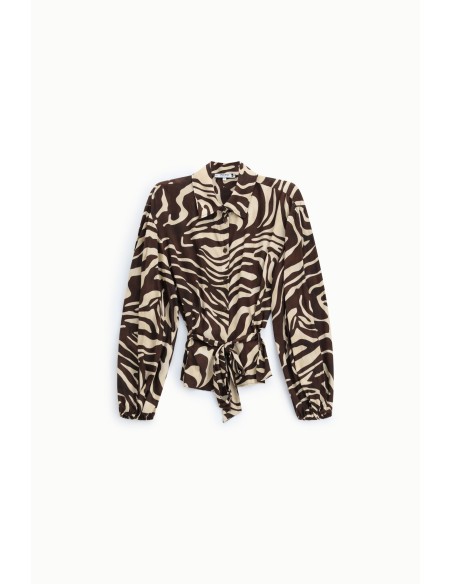 Blouse met dierenprint en tailleceintuur, alstublieft