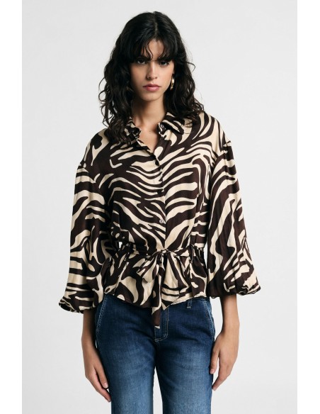 Blouse à imprimé animalier avec ceinture à la taille Please