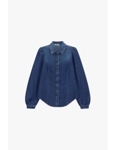 Chemisier en denim à manches amples et boutons sur le devant, s’il vous plaît 2