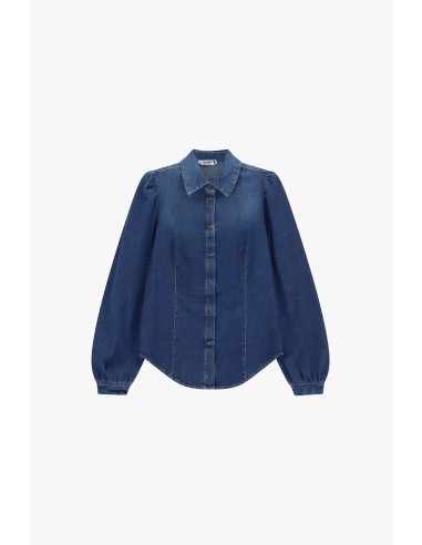 Chemisier en denim à manches amples et boutons sur le devant, s’il vous plaît