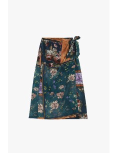 Jupe midi portefeuille à imprimé floral patchwork Please 2