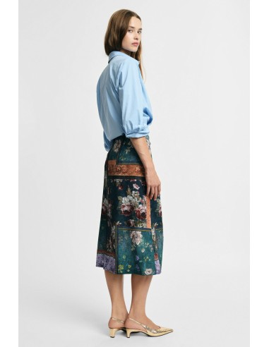 Jupe midi portefeuille à imprimé floral patchwork Please