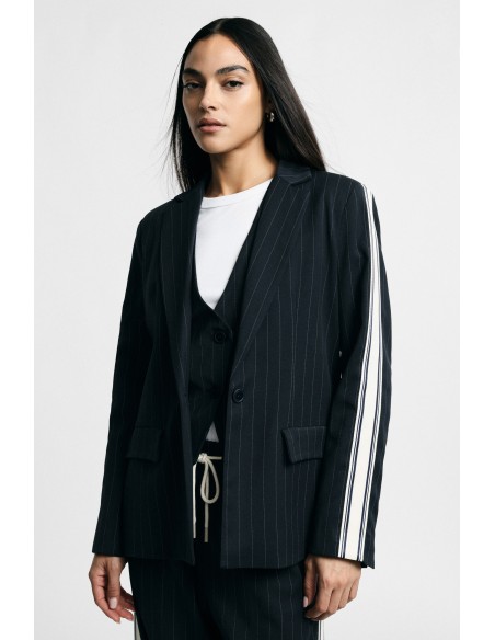 Gestreepte blazer met contrasterende mouwen en knoopsluiting Please