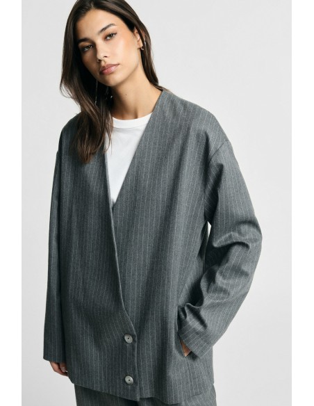Blazer oversize à rayures avec fermeture croisée s'il vous plaît