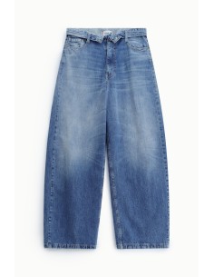 Jean à jambes larges taille haute, délavage usé Please 2