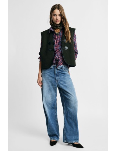 Jeans met wijde pijpen en hoge taille in een vintage wassing Alstublieft