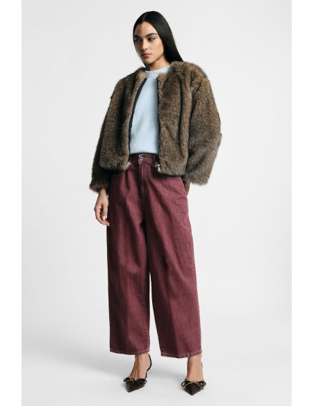 Jean cropped à jambe large, cinq poches Please