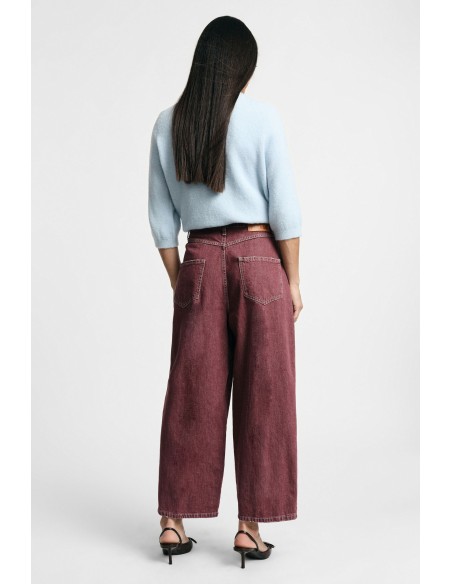 Please jeans met wijde pijpen, cropped fit en vijf zakken