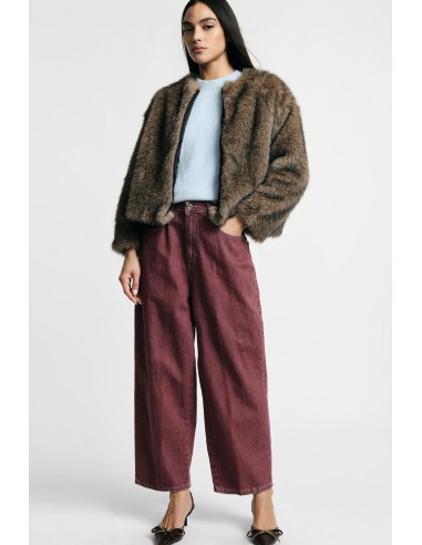 Jean cropped à jambe large, cinq poches Please