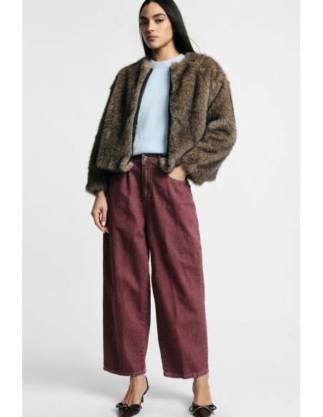 Jean cropped à jambe large, cinq poches Please