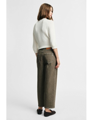 Jean cropped à jambe large, cinq poches Please