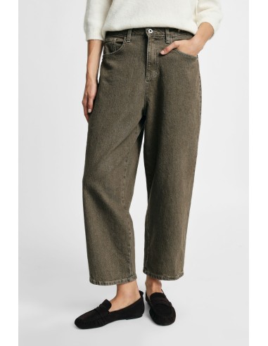 Jean cropped à jambe large, cinq poches Please